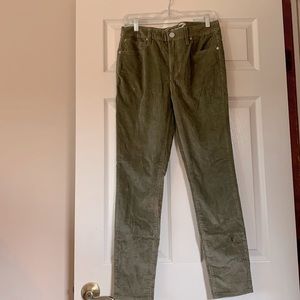 Olive colored high rise skinny jeans